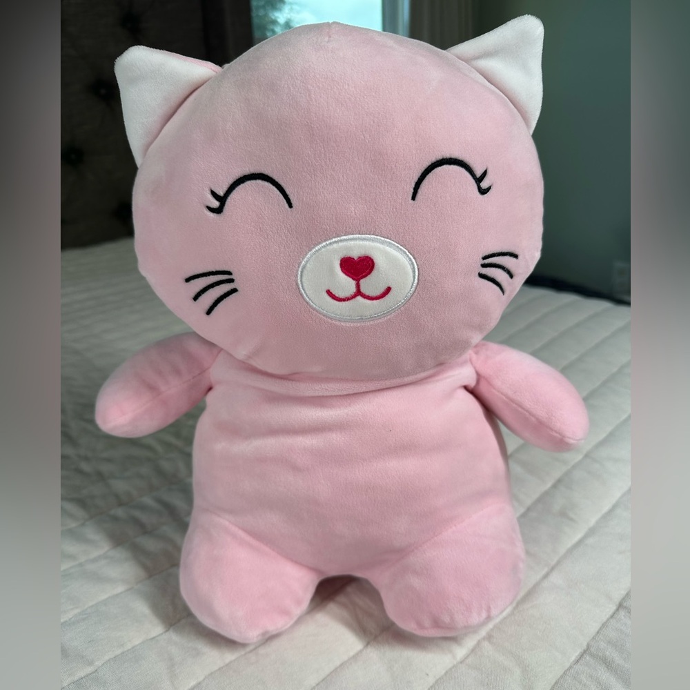 Pink Cat Plush 13in Toy Box EUC
